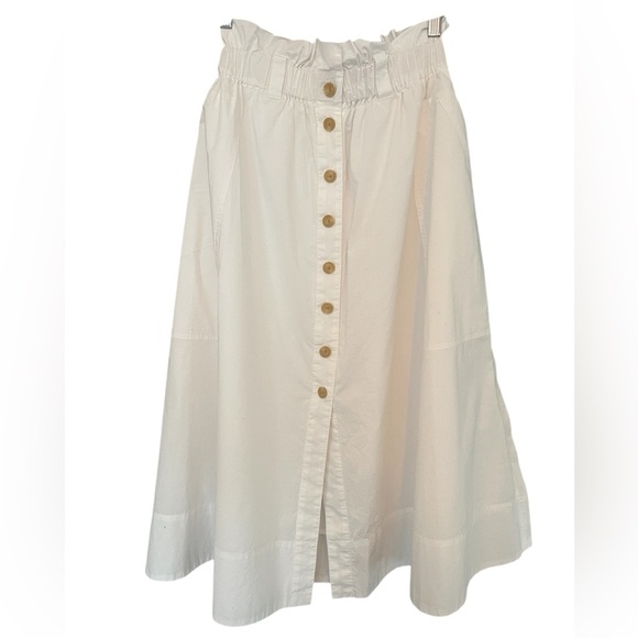 Everlane The Easy Paperbag A-Line Midi Skirt White Cotton Button Front Women’s - Picture 9 of 9